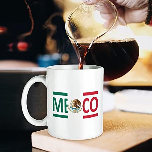 מקסיקני דגל הדפסת ספל קפה כוס קרמיקה תה כוס מצחיק מתנה עם לוגו עיצוב עבור משרד בית נשים גברים-11 עוז לבן