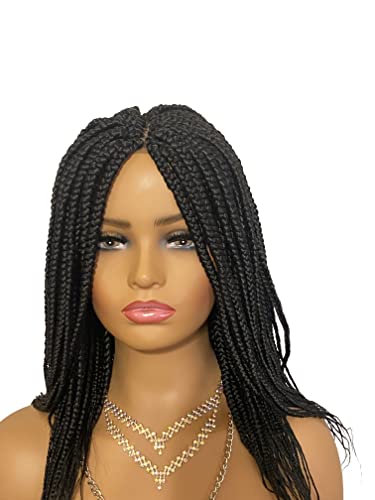 שירותי אפריקאי קלוע פאות - בינוני צמת פאה עבור נשים שחורות-תחרה סגירת עבור טבעי-מראה קו שיער-תיבת צמת - 2 שיער סיכות
