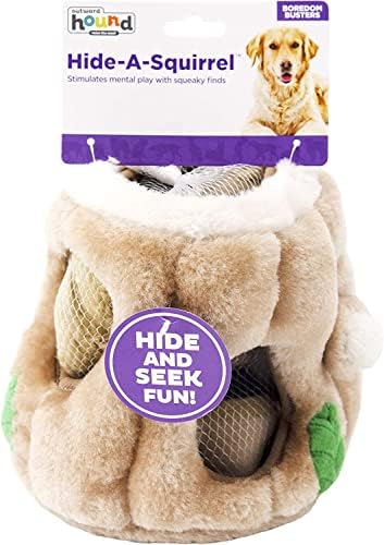 כלב כלפי חוץ Hide-A-Squearrel Pukeaky Puxable Plush Toy-מחבואים פעילות לכלבים