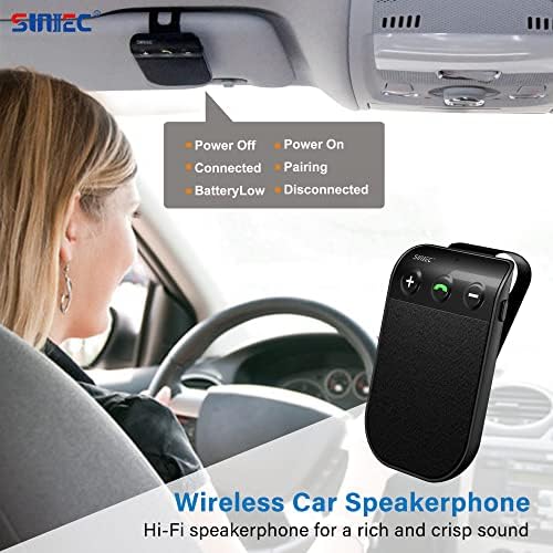 Sunieic Daberseoth Bluetooth רמקול טלפון לערכת מכוניות טלפון סלולרי, ידיים בחינם מתקשר ל- Bluetooth לרכב,