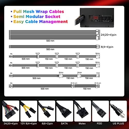 ביצועים פנימיים 1TB PCIE GEN 4.0 NVME 4 X4 SSD M.2 2280 TLC 3D NAND כונן מצב מוצק פנימי עם Powerspec 650W אספקת חשמל חצי