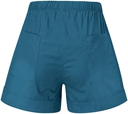מכנסיים קצרים לנשים מקרית קיץ אלסטי גבוהה מותן מכנסיים קצרים קומפי חמוד שרוך חוף זורם מכנסיים קצרים עם כיסים ס-5
