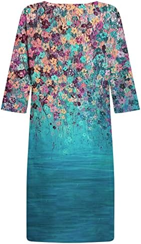 שמלות קיץ לנשים 2023 צווארון מודפס שמלת עניבה צבע פרחוני שמלה מזדמן גבירותיי בגדי חוף שרוולים מידי