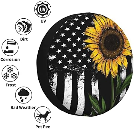 דגל חמניות אמריקאי צמיג צמיג חילוף מגני גלגלים אוניברסלי אטום אבק אטום למים מתאים לקרוואן קרוואנים קרוואנים קרוואנים