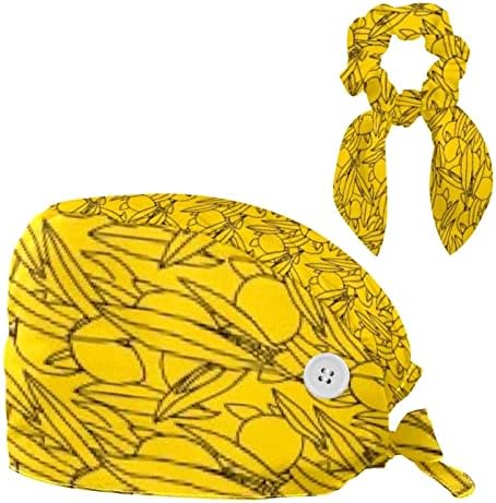 כובע כירורגי של נשים וגברים עם שיער קשת פרחי דבורים כובע עבודה בגודל אחד