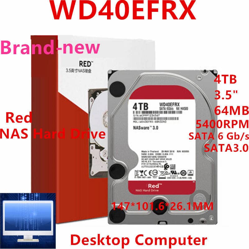 דיסק קשיח עבור אדום 4 טרה-בתים 3.5 סאטה 6 ג 'יגה-בתים / שניות 64 מגה-בתים 5400 סל ד לדיסק קשיח פנימי עבור כונן קשיח עבור
