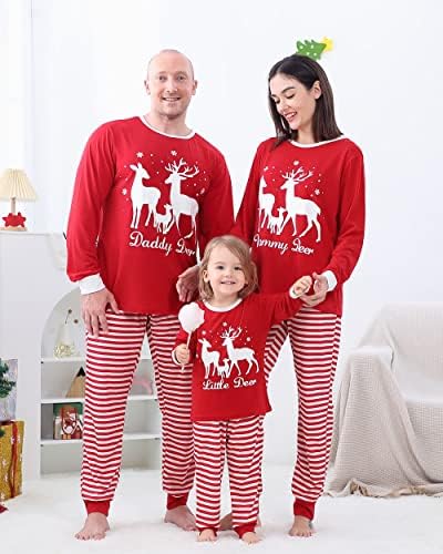 תואם פיג'מה משפחתית מכוונת מכנסי חג המולד כותנה PJS Set Pajamas למשפחה