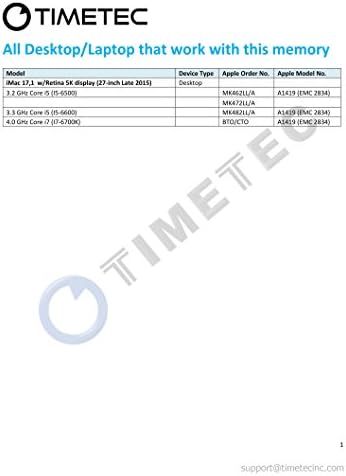 ערכת Timetec 32GB תואמת לאפל בסוף 2015 IMAC DDR3L 1867MHz / 1866MHz PC3L-14900 2RX8 CL13 1.35V 204 PIN מודול