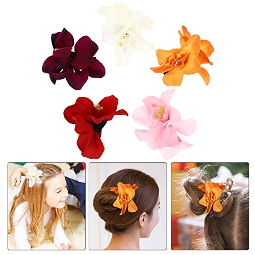אבאודם 5 יחידות מלאכותי פרח שיער קליפים נשים פרח סיכת ראש הוואי מסיבת אקססורי לשיער