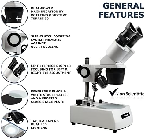 ראייה מדעית 0002-מיקרוסקופ סטריאו משקפת 13, עינית רחבה פי 10, מטרות פי 1 ו -3, הגדלה פי 10 ו -30, תאורת לד עליונה ותחתונה,