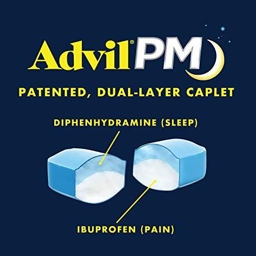 אדוויל ראש הממשלה משכך כאבים/קפלט מצופה סיוע לשינה בלילה, 200 מג איבופרופן, 38 מג דיפנהידרמין
