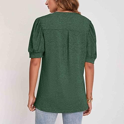 Xiaxogool מדי גודל נשים חולצות שרוול נפיחות מזדמנים חולצות טי-צווארון חולצות בסיסיות חולצות בסיסיות 2023 קיץ