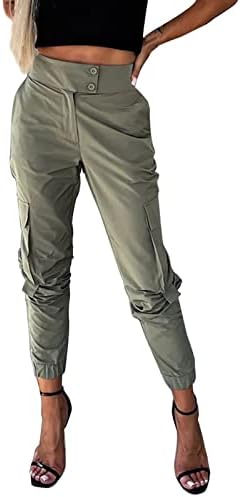 מכנסי Keusn לנשים Y2K מכנסי מטען מכנסי מצנח רחבים לנשים מותניים גבוהים נשים רזים רזה רטוב בגדי רחוב