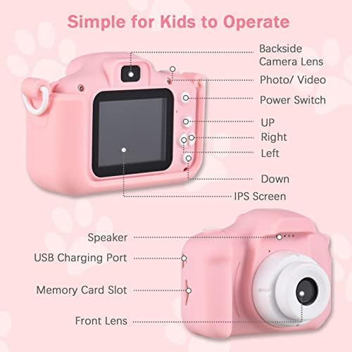 מצלמה דיגיטלית 1080 מצלמה דיגיטלית לילדים לילדים עדשה כפולה מסך 2.0 אינץ ' סוללה מובנית מסגרות תמונה חמודות משחקים