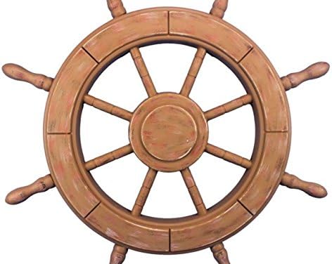 המפטון הגלגל הימי-24-108 גימור עץ כפרי גלגל ספינה דקורטיבי, 24