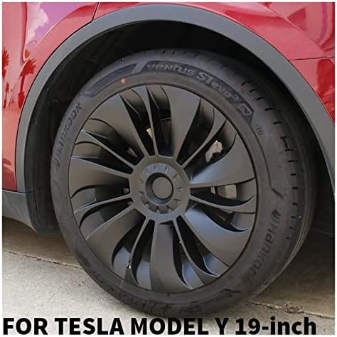 כיסויי Hubcap בגודל 19 אינץ 'תואמים לדגם Tesla דגם Y 2021 2022 כיסוי גלגלים 4 יחידות רכב החלפת רכב ערכת כובע