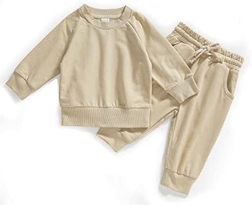 GICRK יילוד תינוקת תינוקת בגדים סווטשירט שרוול ארוך למעלה+מכנסיים ילדים 2 יחידים תלבושות