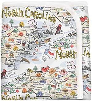 פיש נשיקה® צפון קרוליינה מפה חוזרת על שמיכה לתינוקות לבנים ובנות, 28X36 אינץ