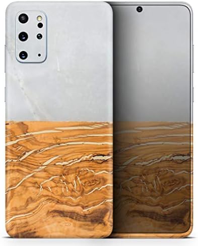 תכנון Skinz Marble & Wood Mix v1 מגן מדבקות ויניל עוטף כיסוי עור תואם ל- Samsung Galaxy S20