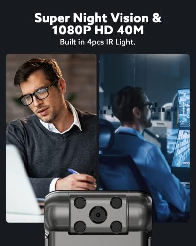 LOSFOM Z06 מצלמת גוף מסתובבת, 1080p HD Body Bew Weak עם זיכרון 64 גרם, מצלמה רכובה על גוף עם ראיית לילה, עדשה