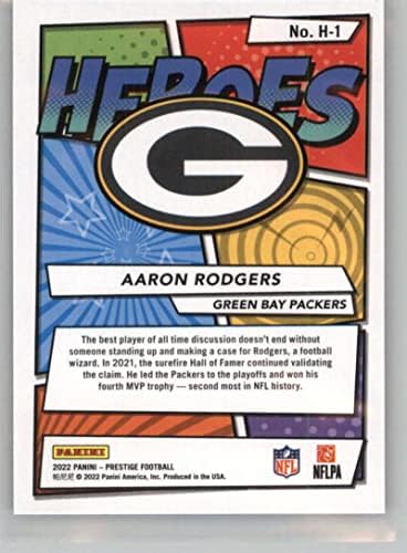 2022 Panini Prestige Heroes 1 Aaron Rodgers Green Bay Packers NFL כרטיס מסחר בכדורגל