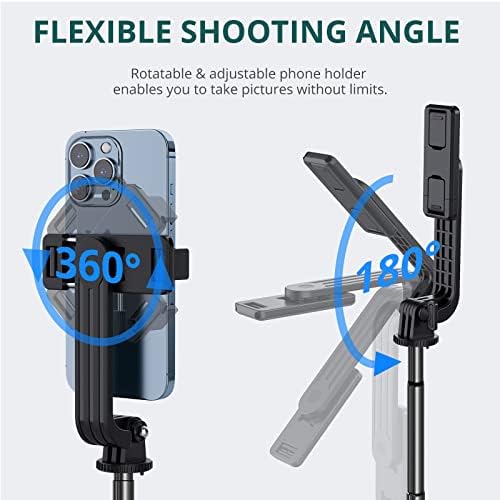 Atumtek 59 חצובה של Selfie Stick, עמדת חצובה יציבה עם שלט Bluetooth הניתן לניתוק, תואם ל- iPhone 14 Pro Max/14