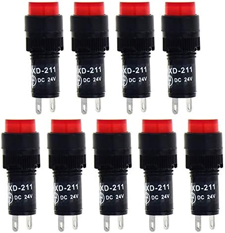 OTHMRO 24V מחוון LED מפלסטיק מנורת אות 10 ממ קוטר צבע אדום לוח אדום הרכבה על בסיס LED אור LED NXD-2111 אורך