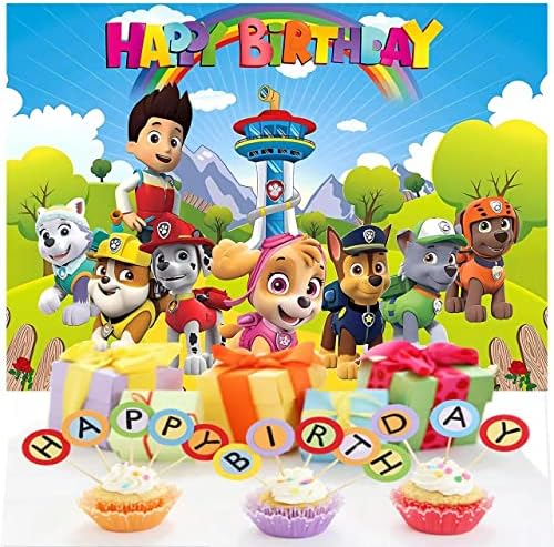 כלב מסיבת יום הולדת קישוטים, רקע עבור תינוק מקלחת ילדים מסיבת יום הולדת באנר אספקת קישוטי תא צילום אבזרי