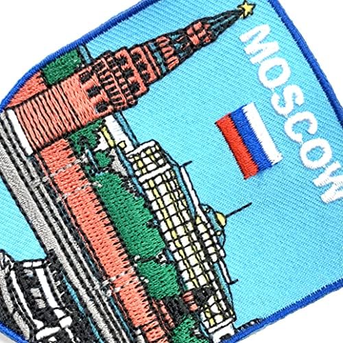 A-One 3 PCS Packs רקמה של נהר מוסקבה+סיכת דש רוסיה דגל רוסיה, מזכרת עירונית, אביזרים דקורטיביים ופטריוטיים, תפור על מקל