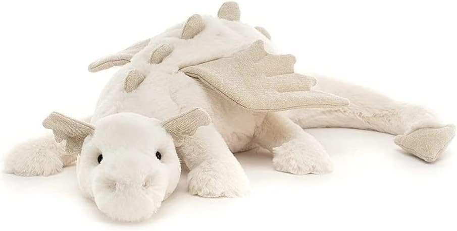 שלג דרקון ממולא בעלי החיים עם כנפיים, 12 אינץ חמוד רך דרקון פטרוזאוריה בפלאש צעצועי דינוזאור קטיפה כרית