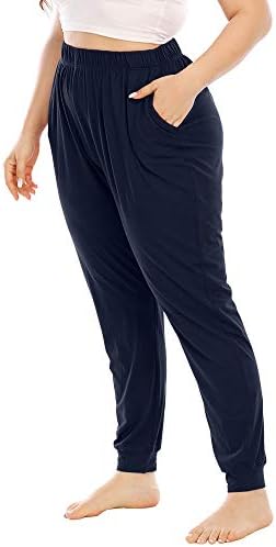נשים בתוספת גודל טרקלין מכנסיים מקרית נמתח אצן קרסול אורך רופף יוגה מכנסי טרנינג עם כיסים
