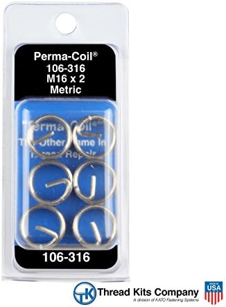Perma-Coil 106-316 חוט מטרי חבילת הכנס M16x2 6pc Helicoil 5546-16