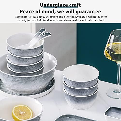 Wyxy 32 PCS קרמיקה כלי אוכל כלי אוכל, כלי שולחן של אבן שיפוע בסגנון נורדי, שירותי ארוחת ערב מודרניים SET SERTER