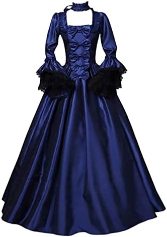רנסנס שמלה, נשים בציר ברדס מכשפה גלימת שמלת חצוצרת שרוול מימי הביניים חתונה שמלת ליל כל הקדושים קוספליי שמלה