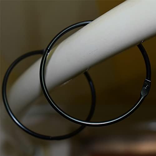 וילון מקלחת שחור טבעות מתכת ווים עגול טבעת טבעת בקוטר 2.75 אינץ