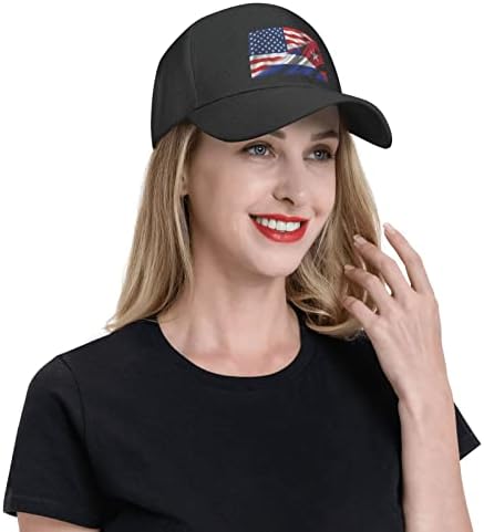 חצי אמריקאי חצי קובני דגל כובע מצחיה יוניסקס נהג משאית אבא כובע מתכוונן מזדמן ספורט שמש כובע לגברים נשים שחור, אחד גודל
