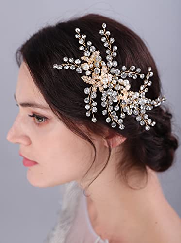 כלה חתונה שיער גפן זהב ריינסטון פרל חתונה בגימור כיסוי ראש חתונה שיער אביזרי עבור כלות נשים
