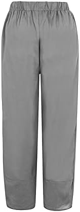 ג ' ין נשים מוצק מקרית כיס חותלות מכנסי עיפרון אלסטי מותניים רופף מכנסיים נשים בבאגי