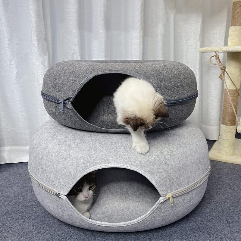 סופגנייה לחיות מחמד חתול מנהרת אינטראקטיבי לשחק צעצוע חתול מיטת שימוש כפול חמוסים ארנב מיטת מנהרות מקורה צעצועי