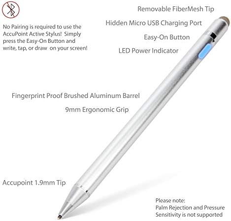עט עט Boxwave תואם ל- iPad Pro 9.7 - Stylus Active Actipoint, חרט אלקטרוני עם קצה עדין במיוחד - כסף מתכתי