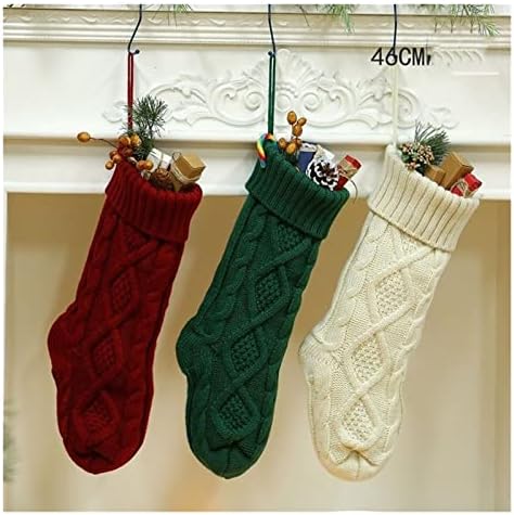 גרבי דלק גרבי חג המולד, קישוטי גרב קלאסיים של 46 סמ, קישוטים תלויים, אדום/ירוק/לבן 1. גרבי חג המולד