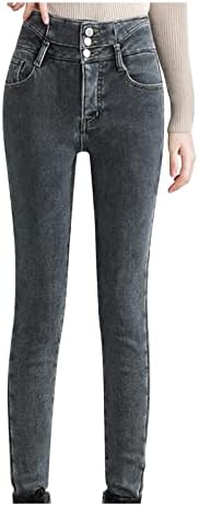 מכנסי ג'ינס מותניים גבוהים לנשים חממה חרן ישר מעובה קטיפה רופפת מכנסי ג'ינס מכנסיים מכנסיים