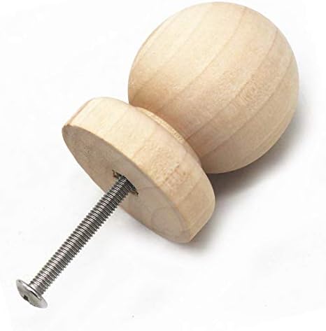 Weichuan 10 יחידות כדור עם צורת בסיס ידיות מגירת עץ לא גמורים מושכות ידיות - ידיות מגירת ריהוט ארונות מושכות ידיות