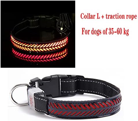 צווארון כלבים LED, סט רצועה 2 חלקים, צווארון חיות מחמד זוהר USB נטען, אור בטיחות לילה של ניילון, אידיאלי לכלבים