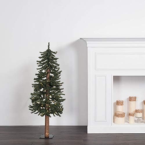Vickerman 2 '3' 4 'קליפה טבעית עץ חג מולד מלאכותי אלפיני, אורות מיני איטלקים לבנים חמים, עץ חג המולד פו, עיצוב בית