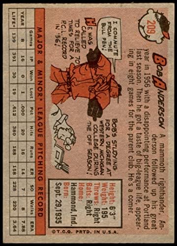 1958 טופס בייסבול 209 בוב אנדרסון שיקגו קאבס מצוין