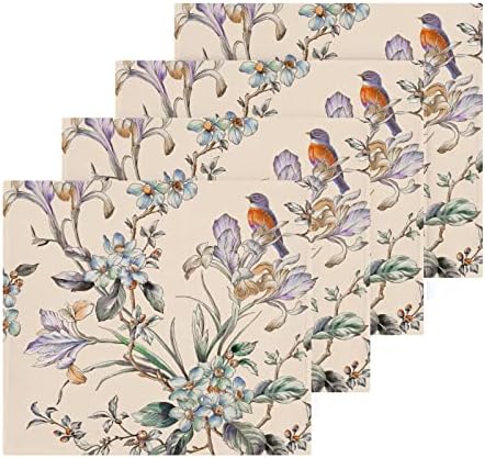 ציפורי פרחים וינטג 'של קיגאי שוטפים מבד בגדים של 6, 12 x 12 אינץ