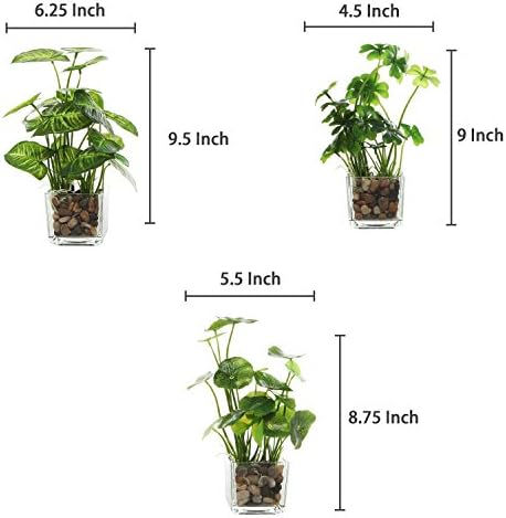 סט Mygift של 3 צמחים מלאכותיים, ירק שולחן דמוי