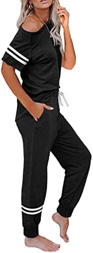 Saeklia נעים 2 חלקים תלבושות סטים טרקלין לנשים על גבי שרוול ארוך וריצה מכנסי טרנינג.