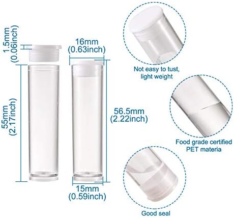 100 יחידות צינור פלסטיק שקוף צינורות אחסון שקופים מיכלי חרוזים אספקת מלאכת אחסון בקבוקי צינור ריקים עם מכסה
